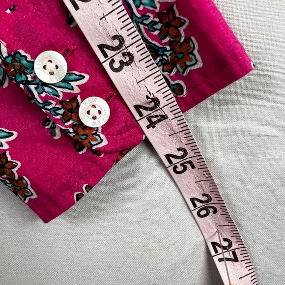 J Crew Womens M Magenta Pink Floral Cotton Long Sleeve Button Down Shirt - Picture 9 of 11